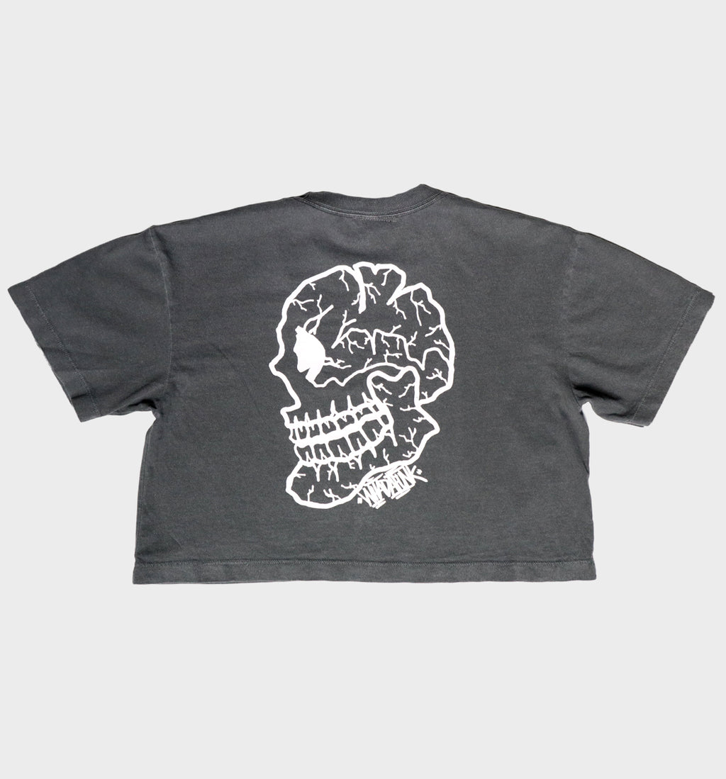 Whadafunk Cracked Skull Women's Crop Tee