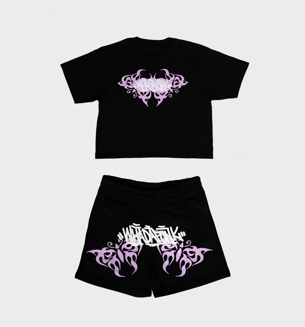 WHADAFUNK Pink Tribal Butterfly Womens Matching Set