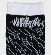 Load image into Gallery viewer, WHADAFUNK Black Dagger Socks featuring bold streetwear-inspired design.
