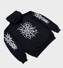 Load image into Gallery viewer, WHADAFUNK SPIDERWEB HOODIE ANGLE BACK
