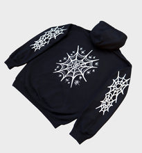 Load image into Gallery viewer, WHADAFUNK SPIDERWEB HOODIE BACK ANGLE
