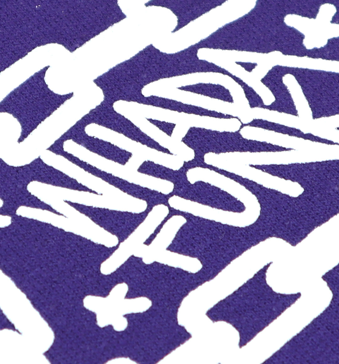 WHADAFUNK Chained Purple Crop Hoodie with bold chained graphic design in vibrant purple.