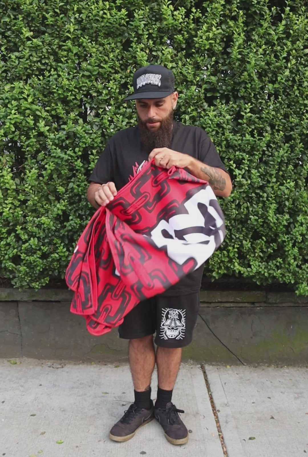 WHADAFUNK Chained Beach Towel with bold chained design, perfect for the beach or poolside.