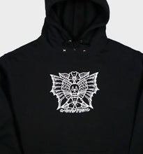 Load image into Gallery viewer, whadafunk skull butterfly hoodie art details
