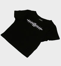 Load image into Gallery viewer, WHADAFUNK Barbed Wire Crop Tee featuring bold barbed wire graphic in streetwear style.
