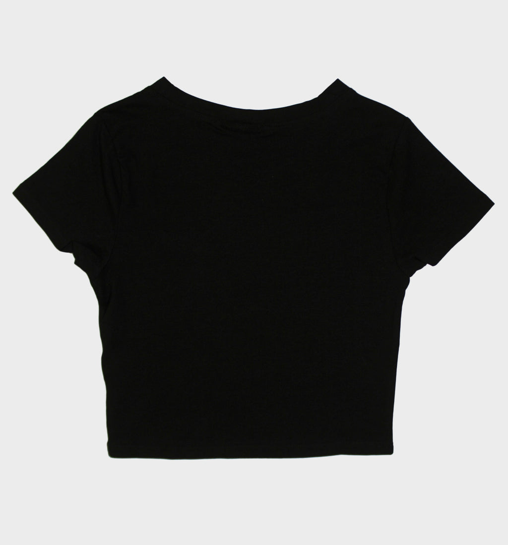 WHADAFUNK Barbed Wire Crop Tee featuring bold barbed wire graphic in streetwear style.