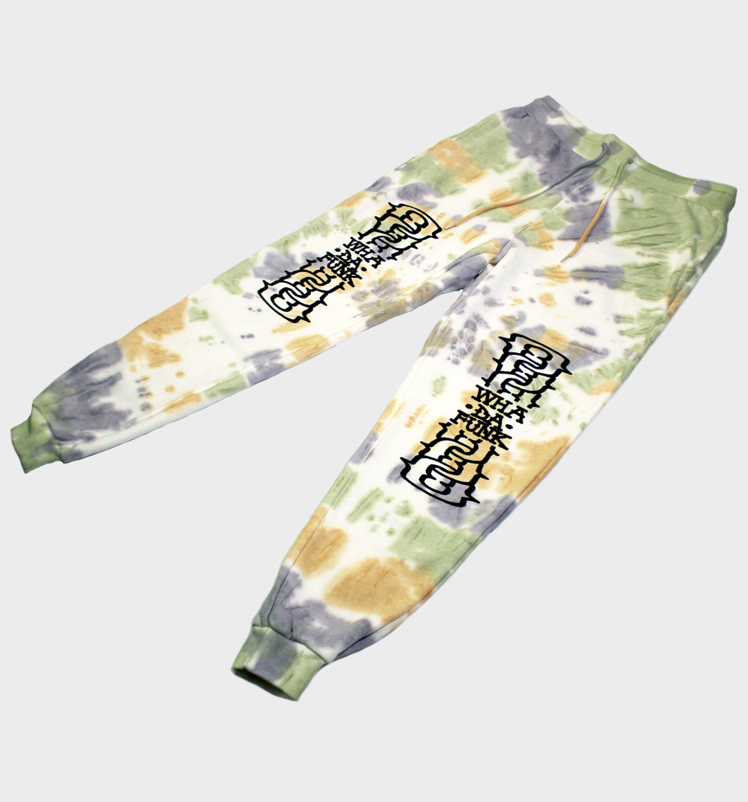 WHADAFUNK Chained Tie-Dye Jogger Sweatpants featuring bold chained graphic and unique tie-dye design.