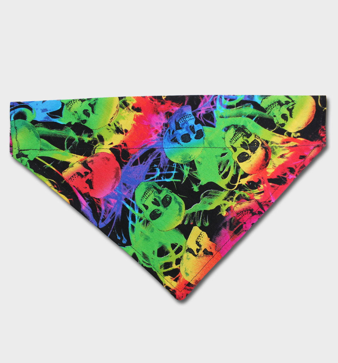 WHADAFUNK Tie-Dye Skull Pet Bandana with bold tie-dye pattern and skull graphic for stylish cats and dogs.