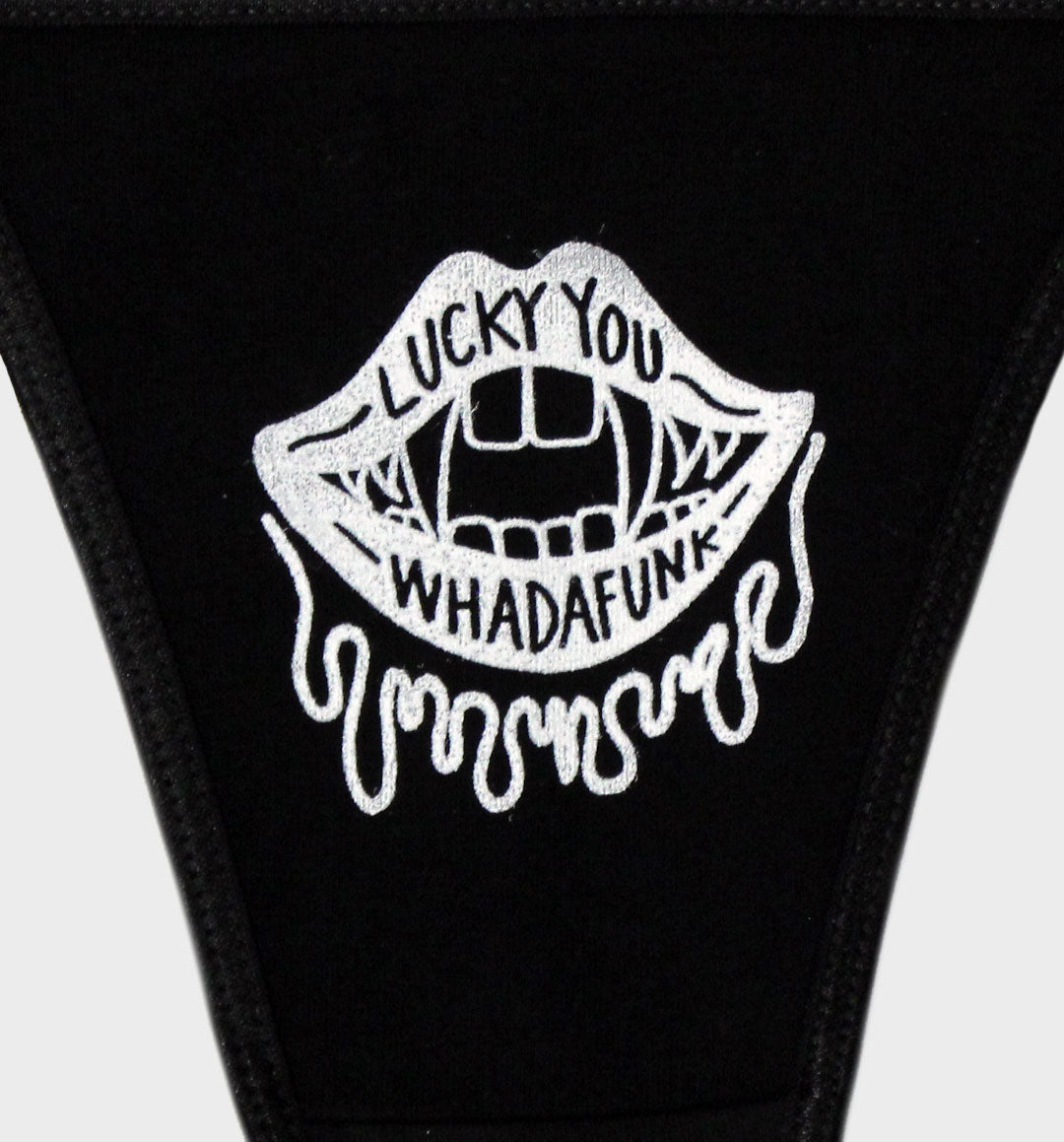 WHADAFUNK Lucky You Thong featuring bold graphic design and comfortable fit for everyday wear.