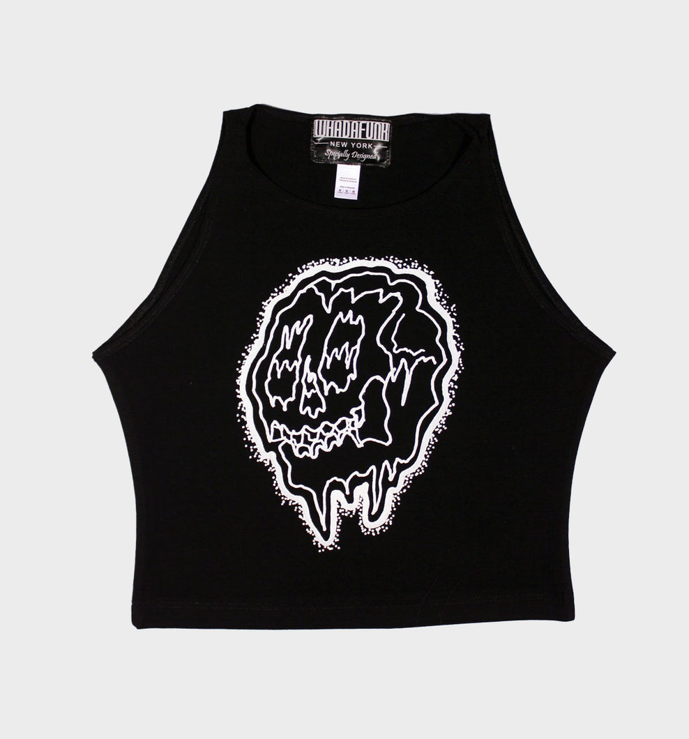 Whadafunk Drippy Skull Crop Top