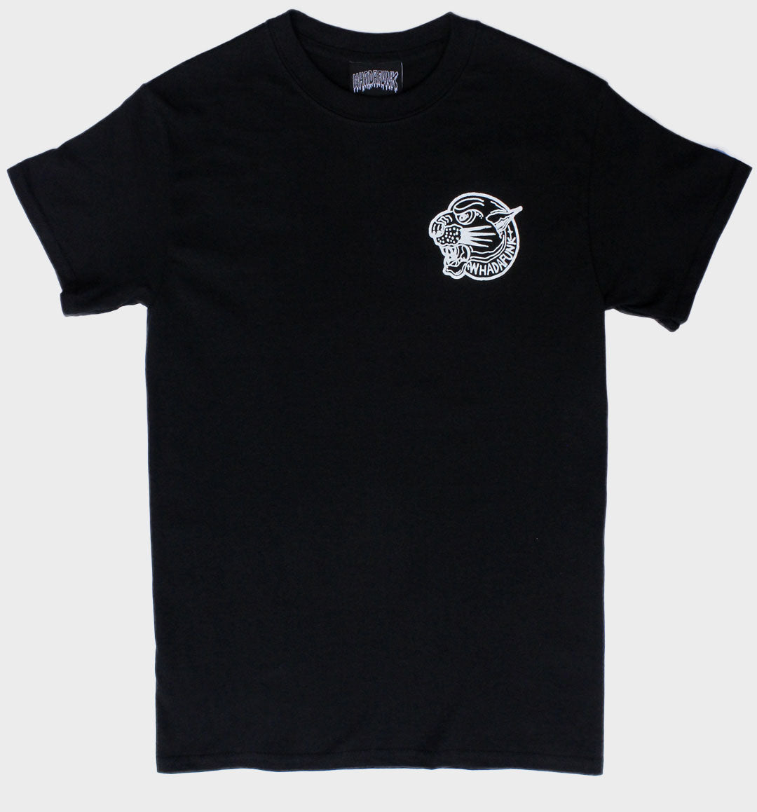 WHADAFUNK Tiger Face Black T-Shirt featuring a bold tiger graphic and premium streetwear design.