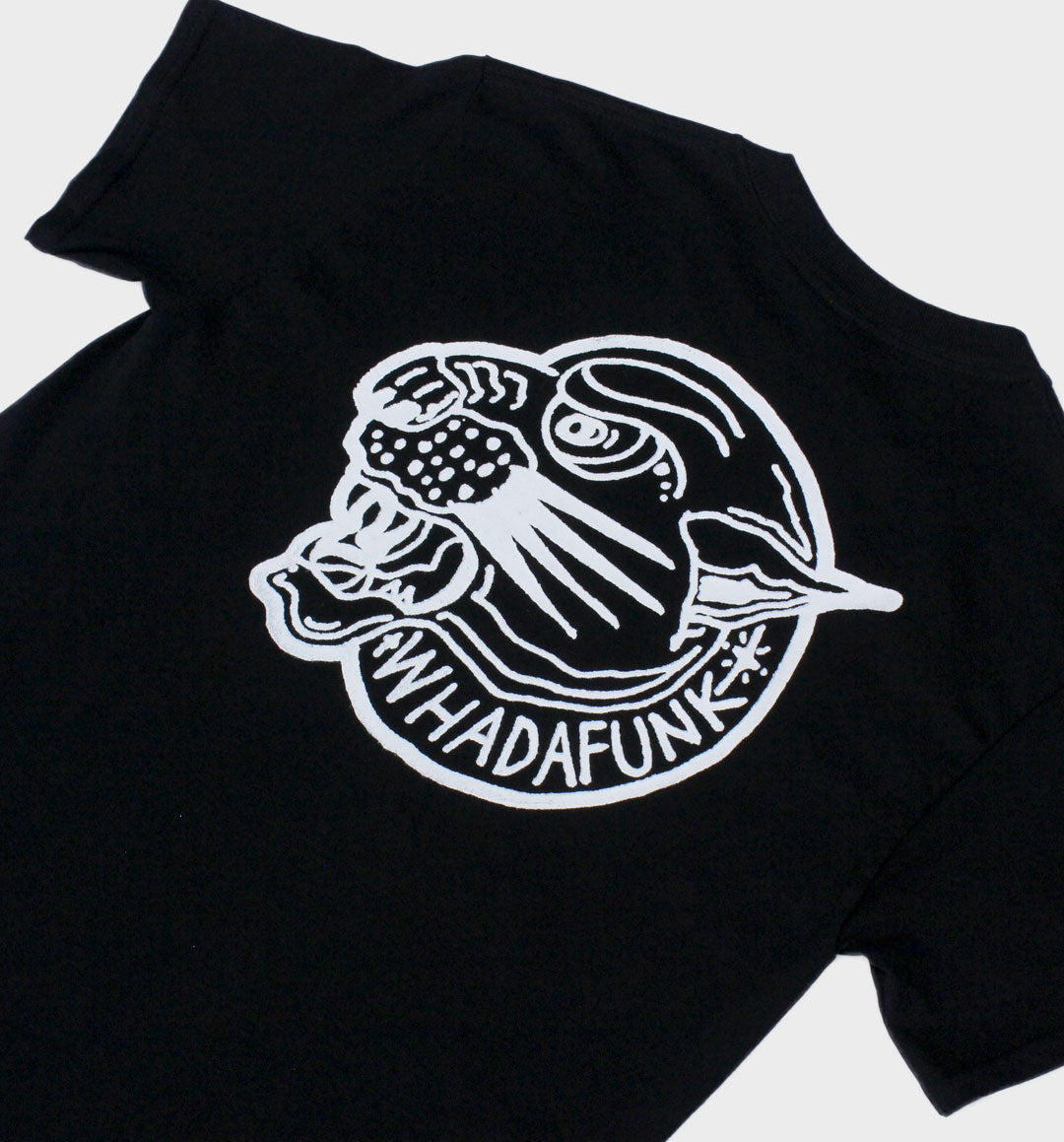 WHADAFUNK Tiger Face Black T-Shirt featuring a bold tiger graphic and premium streetwear design.